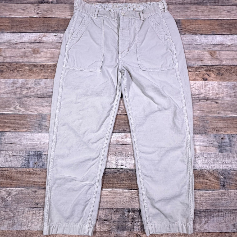 American Eagle Khaki Utility Pants Womens 12 Floral Waistband Cotton Cargo Tan